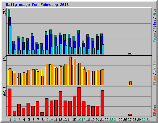 Daily usage for February 2013