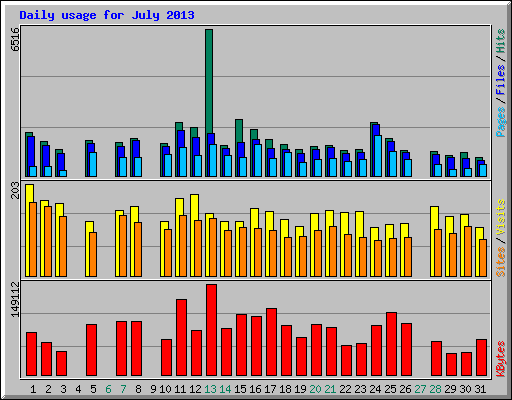 Daily usage for July 2013