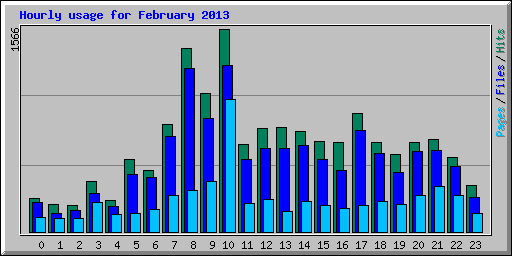 Hourly usage for February 2013